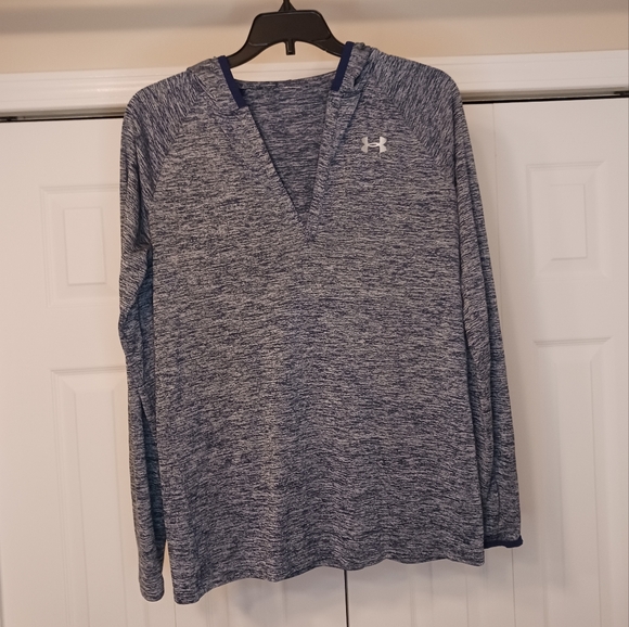 Under Armour Tops - Under Armour Blue/Gray Hooded Long Sleeve Top Size Small